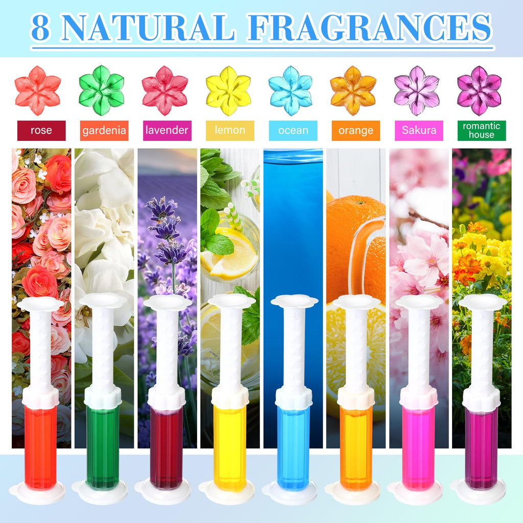 Heigble 16 Pcs Flower Toilet Gels 224 Count 8 Kinds Stamp Bowl Gel Scent Toilet Stain Removal Cleaner Air Freshener Flower Stamps Pack for Bathtubs Bathroom