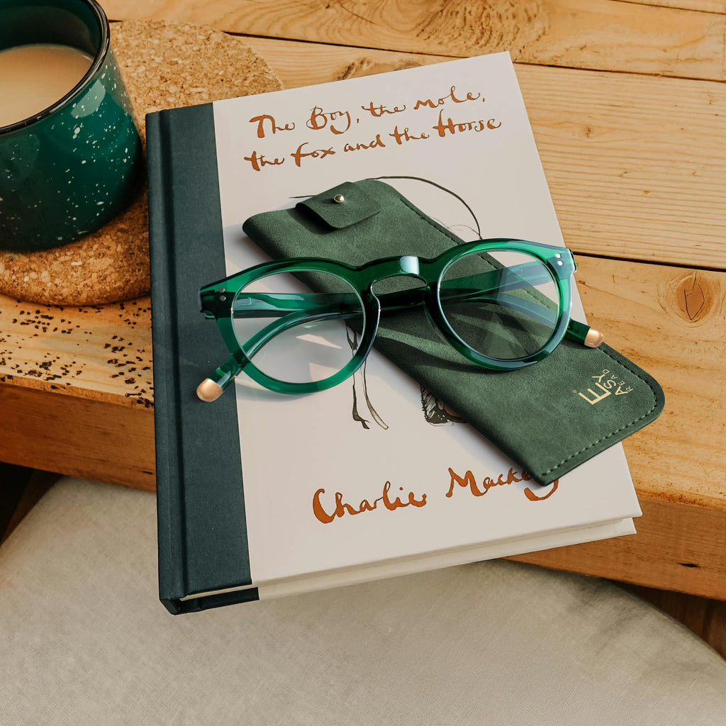 EASY READ Retro Round Blue Light Blocking Reading Glasses for Women,Anti UV Readers for Women with Spring Hinge(Green,+2.00)