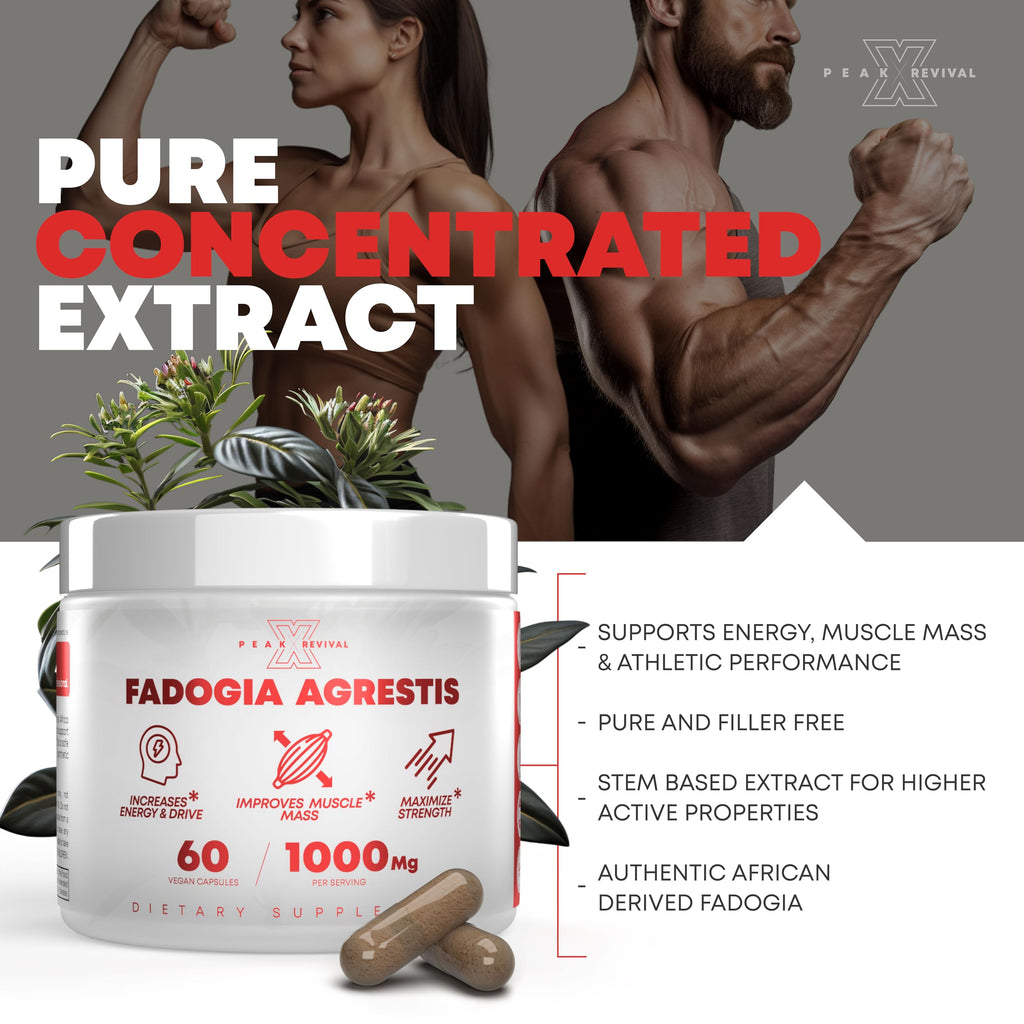 Testosterone Booster for Men with Fadogia Agrestis 1000mg Per Serving - Improve Natural Testosterone production, Increase Energy and Muscle Growth - Workout Supplement USA Made (60 Capsules)