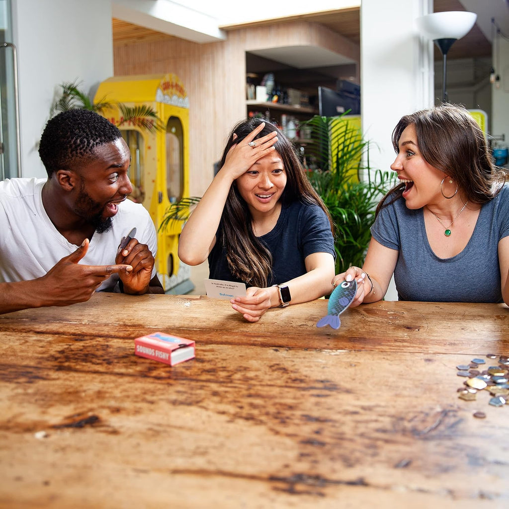 Sounds Fishy: Funny Bluffing Trivia Board Game for Families, 4-10 Players