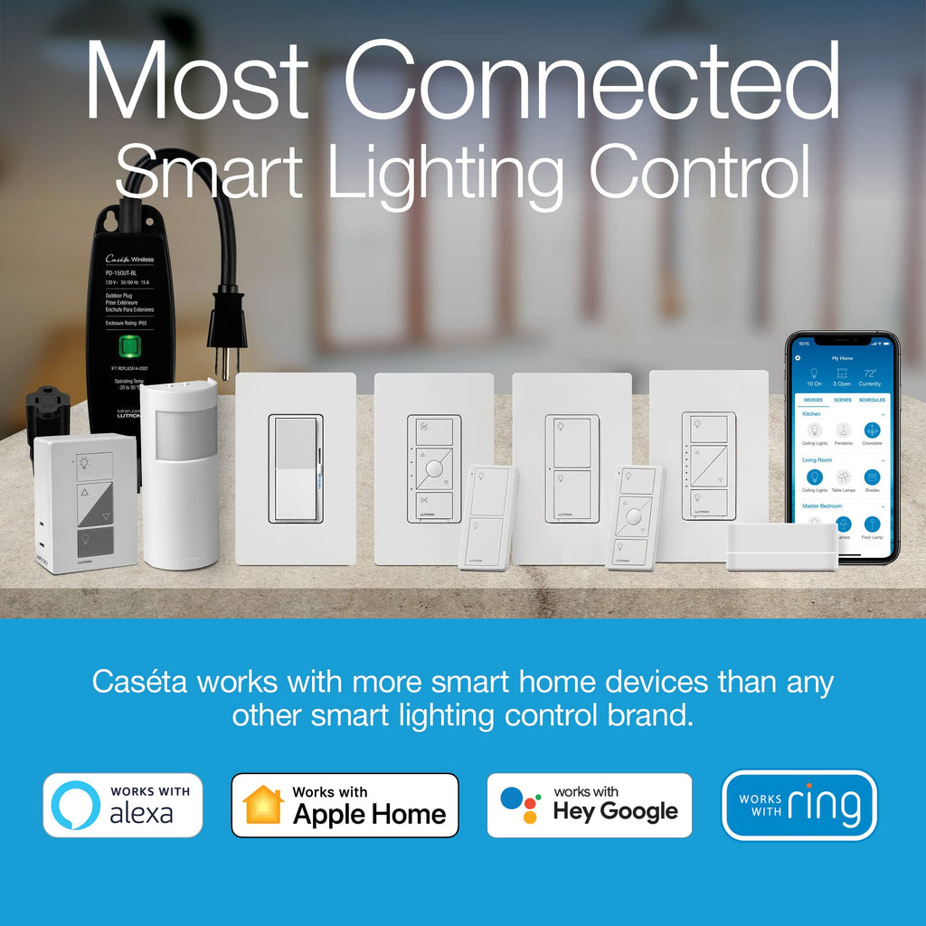 Lutron P-BDG-PKG2WS-WH Caseta Deluxe Smart Switch Kit, Compatible