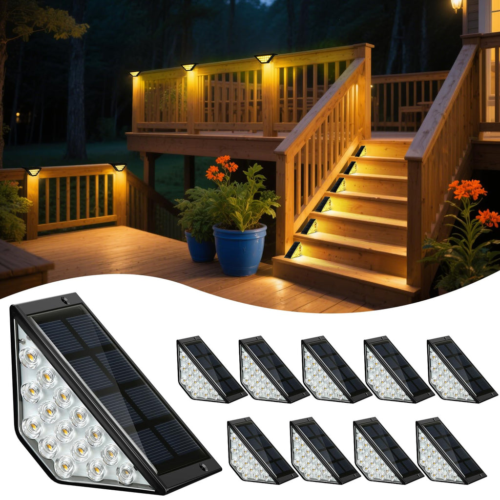 BKBB PPBB Solar Step Lights for Outside, Solar Stair Lights Outdoor Waterproof, Deck Step Lights for Fence, Patio, Yard, Porch, Front Door, Sidewalk, Garden, Patio Decor (10, Warm White)