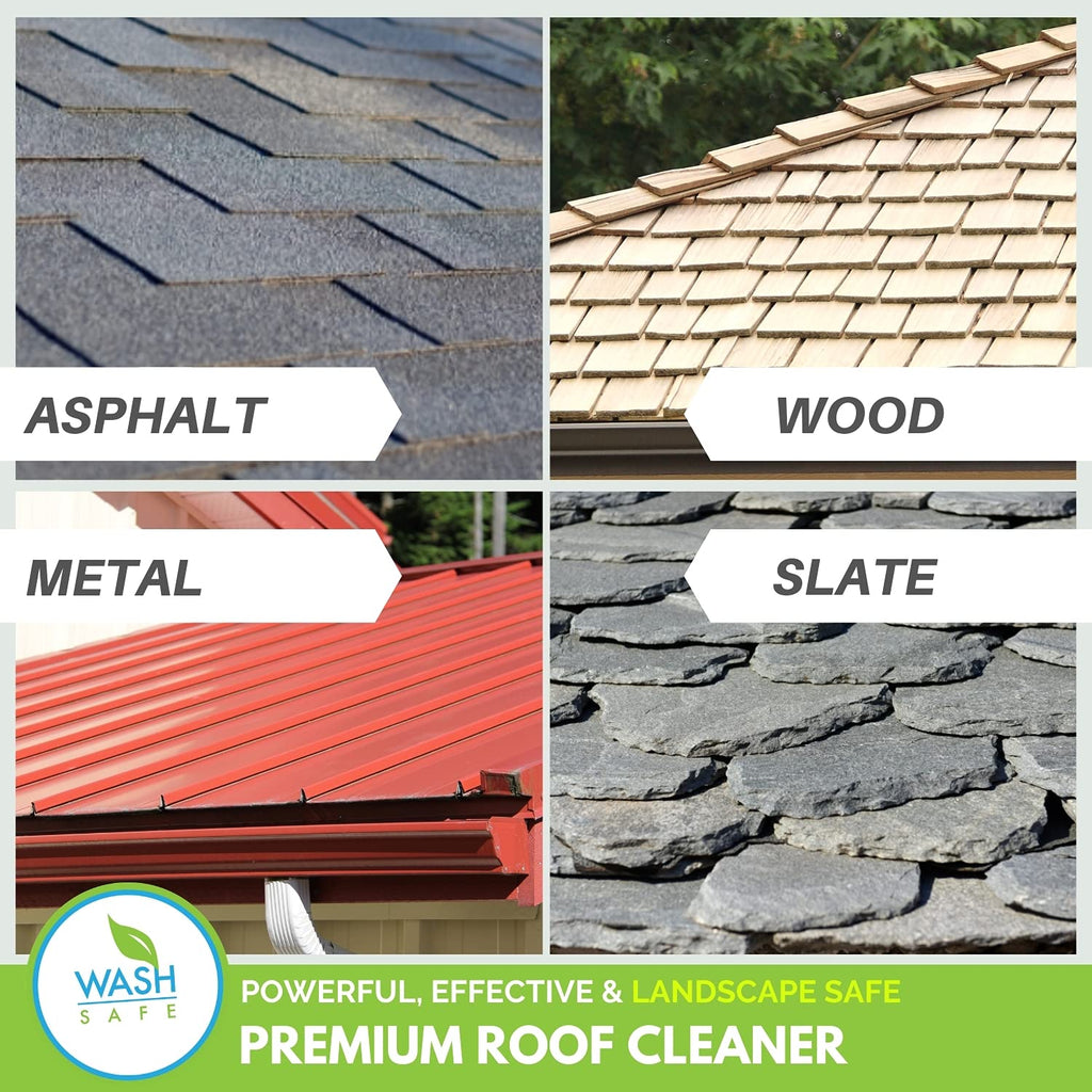 Wash Safe™ ROOF WASH Roof Cleaner, 10 lb. | Clear, Bleach-Free Concentrate | Clean Up to 10,000 sq. ft. of Asphalt, Wood, Slate and Ceramic Shingles or Tiles