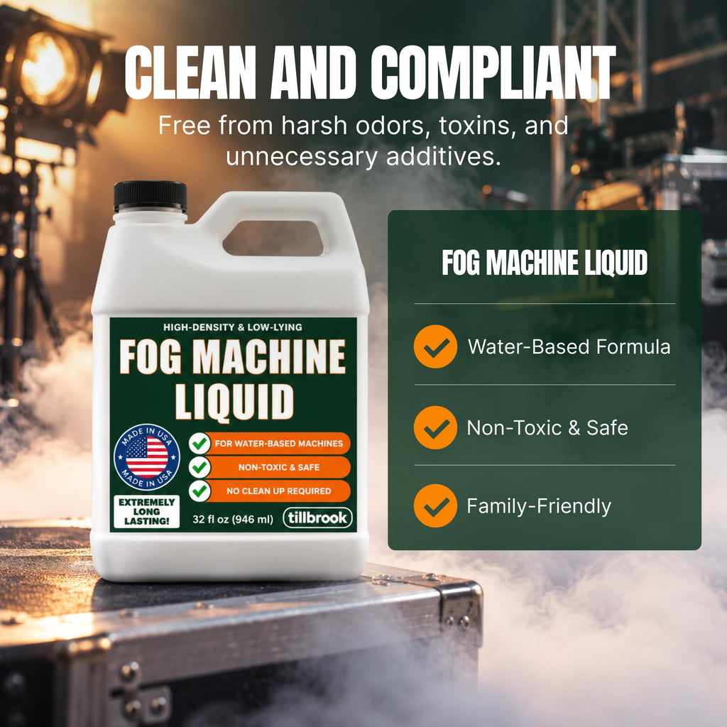 Fog Machine Liquid, 32 oz, High-Density, Long-Lasting, Water-Based Formula