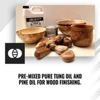 Real Milk Paint, Half and Half, Pure Tung Oil with Pine for Wood Finishing, Cutting Boards, Butcher Blocks, Clay, Stone, and Slate, 16 oz.
