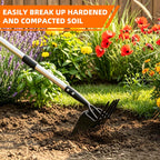Long Hand Cultivator, 2-in-1 Hand Tiller and Garden Hoe for Gardening
