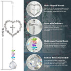 Elivida Christian Gifts for Women, Heart-Shaped Suncatcher with Cross - Religious Birthday Ornament with Scripture The Lord is My Light and My Salvation - Inspirational Catholic Spiritual Gifts