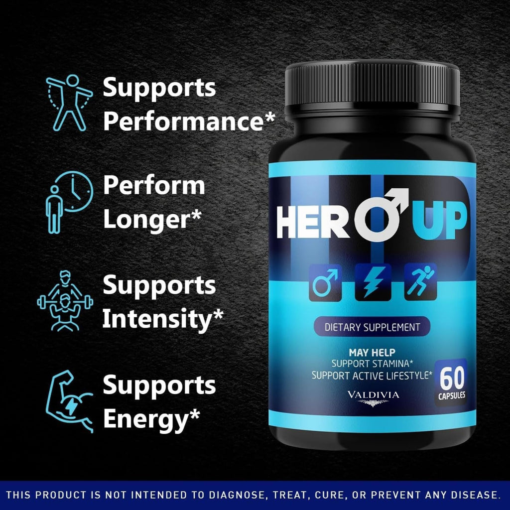 Valdivia (2 Pack) Hero Up Capsules - Official HeroUp Supplement - Energy Support, All Natural Vitamins for Overall Health & Wellness, 120 Capsules for 2 Months