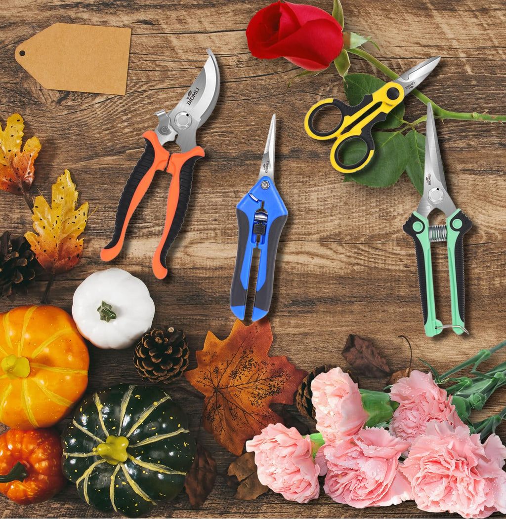 4-Pack Multifunctional Garden Scissors Set-BIDMLI Stainless Steel Pruning &Floral Shears with One-Piece Handle Blades for Tree Pruning, Flower Trimming, and Fruit Picking Tasks at Home&Garden Tool.