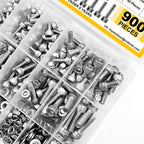 Mywish 900Pcs M3 M4 M5 M6 Metric Screw Assortment, 304 Stainless Steel Nuts and Bolts, Hex Socket Head Cap Metric Bolts/Nuts/Flat Washers Kit Anti Rust 16 Sizes 8mm to 20mm, Hex Wrenches