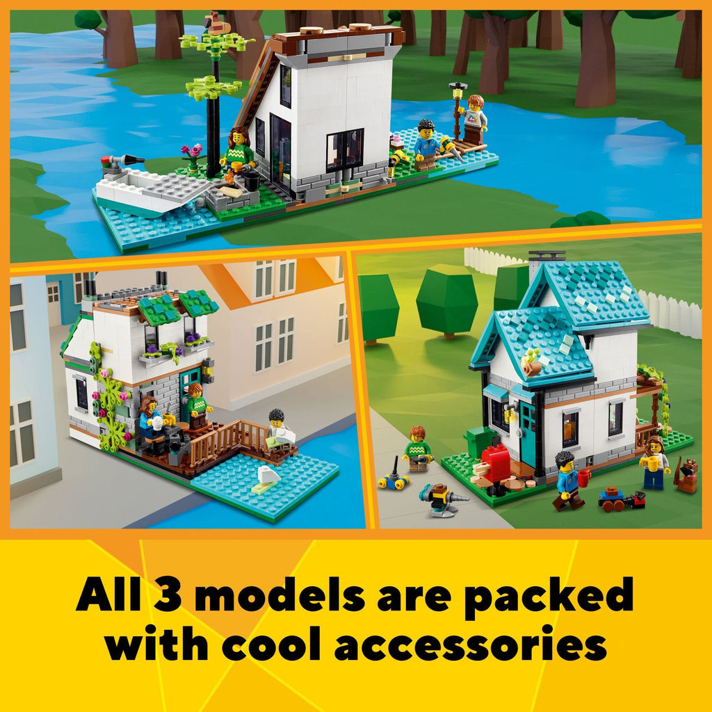 LEGO Creator 3 in 1 Cozy House Building Toys - Toy Figures & Pretend Play Playsets for Boys & Girls, Ages 8+ - 3 Building Options - Gift for Birthdays - 31139