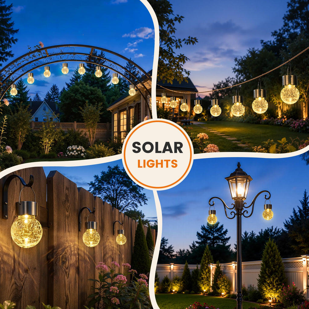 GIGALUMI Solar Lights Outdoor Hanging Lantern Garden Decor for Outside 12Pc