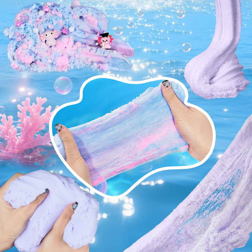 Axolotl Cloud Slime Kit 2 Pack, Sensory Toys Squishy Birthday Gift for Kids