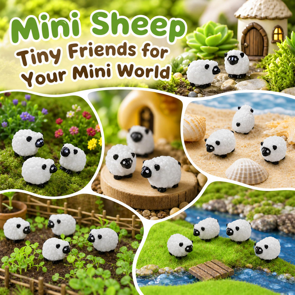 Bbiamsleep 105 Pcs Mini Sheep Figurines Miniature Plastic Sheep Figurines