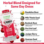 Herbal Clean Qcarbo16 Same-Day Detox Cleanse Drink (16 fl oz) - Tropical Flavor Full Body Cleanse* Detox Drink for Moderate Toxin Level*, Vitamin B2 and Vitamin B12 for Men & Women
