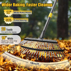 Garden Rake for Leaves: 18” Wide Metal Leaf Rake, 65” Long Adjustable Handle, Heavy Duty 25 Teeth, Fast Kids Women Large Lawn Yard Garden Leaf Cleanup Gardening Rakes: Grass,Debris,Pine Needles Pick
