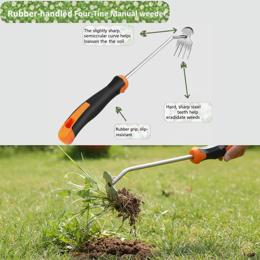 MINOVARA Weed Puller Tool, Portable Rubber-Handled Garden Tools, Four-Tined Weeding Tool, Uprooting Weeding Tools, Crevice Weeder, Yard Weed Tools and Weed Removal Tool (style3)