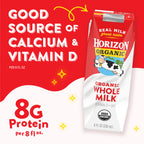 Horizon Organic Shelf Stable Whole Milk Boxes, Pack of 18-8g Protein per Serving