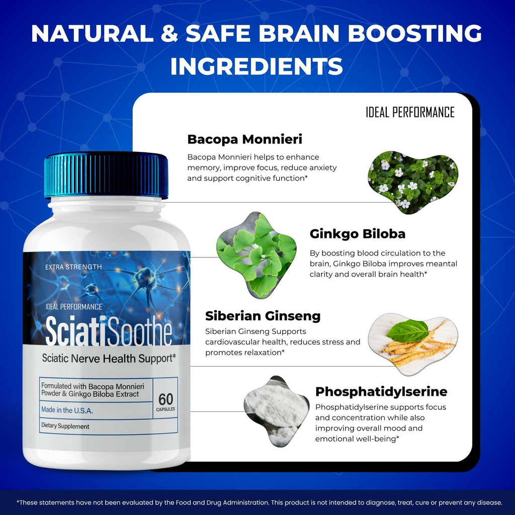 SciatiSoothe for Sciatica Capsules, Sciati Soothe Nerve Health Support, SciatiSoothe Supplement Advanced Formula, Nerve Support Pills - Maximum Strength - SciatiSoothe Reviews (3 Pack)