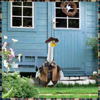 EKOREST Fishing Porch Goose Outfits for 23 Inch Lawn Statue