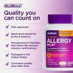 ValuMeds 24-Hour Allergy Relief Fexofenadine Hydrochloride 180mg | Non-Drowsy Antihistamine Generic Medicine for Allergies, Hay Fever, Itchy Eyes for Kids, Adults | Compare to Allegra (200-Count)