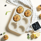 2 Pack 6 Cups Silicone Mini Muffin Pan with Metal Reinforced Frame Silicone Molds Cupcake Cake Baking Pans Cookie Baking Chocoflan Cupcake Mold Cake Molds Kitchen Baking Mom Gift Home Essentials
