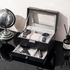 ProCase Watch Box, 3 Slot Watch Display Case with Drawer -Black