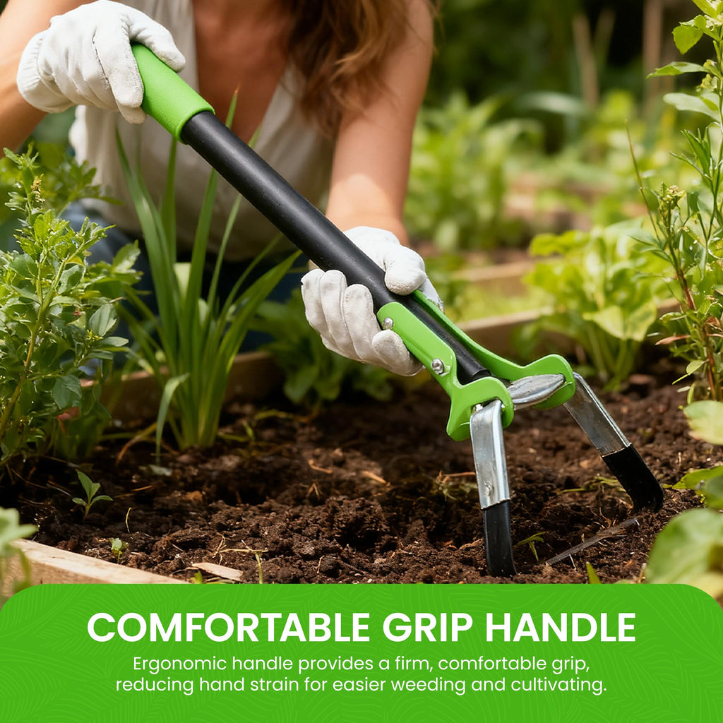 Garden Guru Action Stirrup Hoe Garden Tool, 17.5-Inch Long, with Ergonomic Handle – Rust Resistant Heavy Duty Steel Loop Hoe for Weeding, Planting, Sowing Seeds, Making Furrows & Soil Cultivation