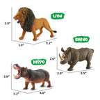 Zippytots 6PCS Safari Animal Figure Toys for Kids 3-5 Realistic Plastic Jungle Animal Figurines African Wildlife Learning Toys for Kids Boys Girls Toddlers