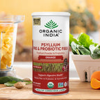 Organic India Psyllium Husk Powder - Pre & Probiotic Fiber Supplement, Organic Psyllium Husk Fiber Supplement, Dietary Fiber, USDA Organic, Vegan, Gluten Free - Orange, 10 Oz