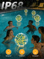 2026 New 2 Pack Floating Pool Lights, Warm White Solar Powered Pool Ball Lights That Float with 8 Modes, IP68 Waterproof Light Up Inflatable LED Balls for Pools Outdoor Party Wedding Yard Decorations