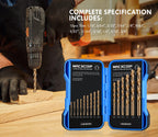 MACXCOIP Cobalt Drill Bit Set, 15Pcs M35 High Speed Steel Jobber Length Drill Bit Kit for Hardened Metal, Stainless Steel, Cast Iron, Wood and Plastic, with Index Storage Case, 1/16"-3/8"