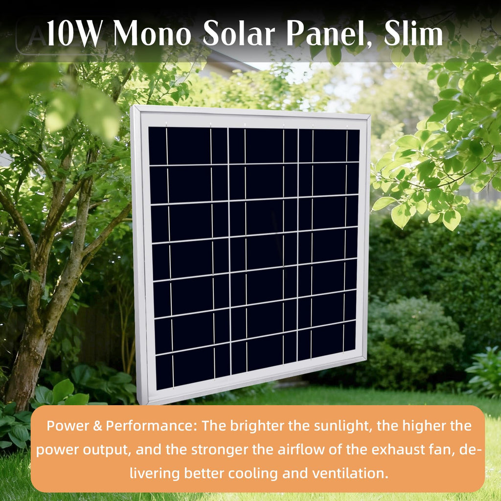 Solar Powered Fan Kit 7 inch Solar Fan for Chicken Coop, Shed, Greenhouse, Outside, Solar Exhaust Fans Solar Panel Fan for Dog Pet Houses