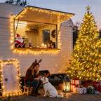 JMEXSUSS 168FT 600 LED String Lights for Outside Clear Wire, Warm White Christmas Lights Outdoor Waterproof, Tree Lights Outdoor Plug in for Patio Wedding Party Holiday Christmas Bedroom Pergola Decor