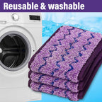 18 inch Mop Pads Refills, 3 Pack Microfiber Reusable Replacement Mop Pads Flat Replacements Heads for Wet Or Dry Floor Cleaning and Scrubbing, Blue & Purple Cloth