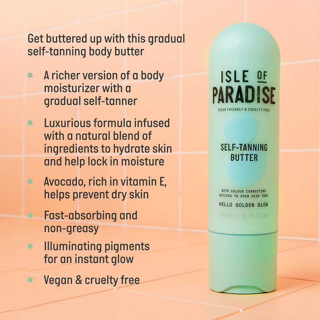Isle of Paradise Self-Tanning Body Butter, Vegan, Cruelty Free Self-Tan Butter, 200ml