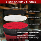 Shineboc 18Pcs 5 Inch Hook and Loop Sanding Sponge Discs 180 Grit Wet Dry Sanding Pads, Foam Sandpaper for Random Orbital Sander, Curved Surface Large-Area Sanding Polishing for Metal Wood Automotive
