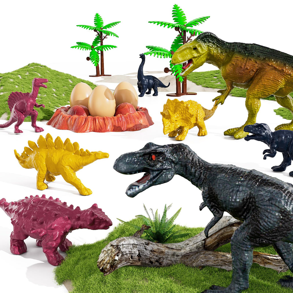 TEMI Dinosaur Truck Toys for Kids 3-5 Years, Tyrannosaurus Transport Car Carrier Truck with 8 Dinosaur Figures, Activity Play Mat, Dinosaur Eggs, Trees, Capture Jurassic Play Set for Boys and Girls