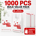 YoYoRain 1000 Count White Thank You T-Shirt Bags, 11 x 6 x 21 in