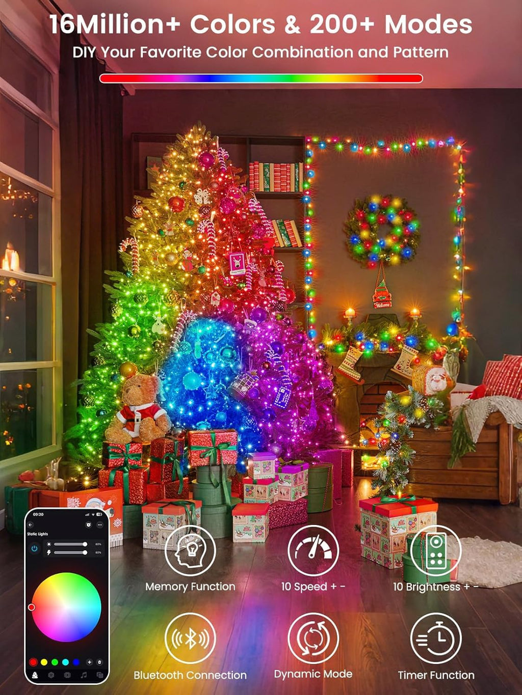 240LED Smart Color Changing String Lights 92FT Halloween Lights App Remote