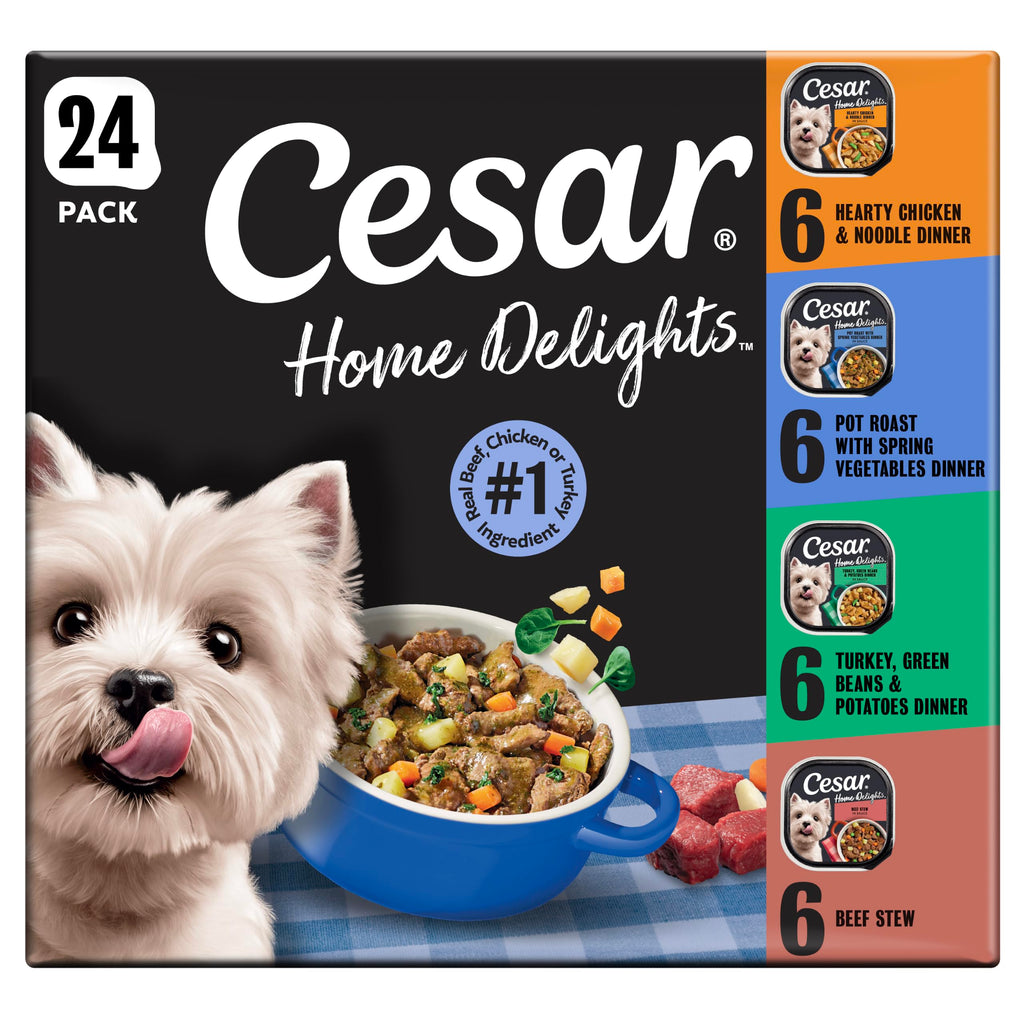 Cesar Home Delights Wet Dog Food, Dinner and Stew Variety, 3.5 oz, 24 Count
