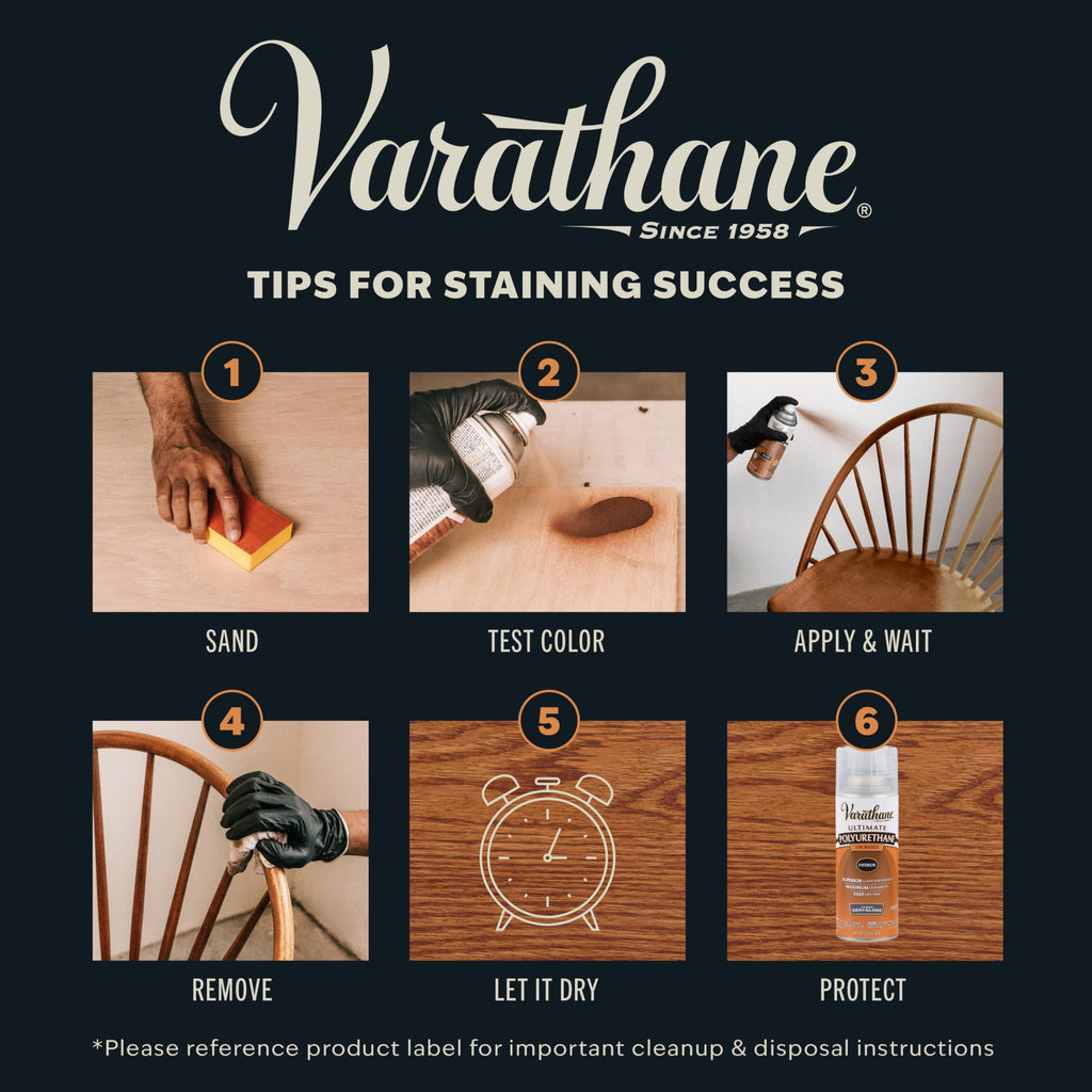 Varathane Premium Fast Dry Wood Stain Spray | 1 Hour Dry Time | 1 Coat Color | Interior Wood Stain | Furniture, Cabinets, Doors, Trim | 10.25 oz | 6 Pack | American Walnut