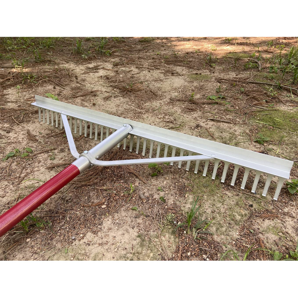 KYLIN 36 Inch / 36 Tines Aluminum Landscape Rake with 66 Inch Extra-Long Handle, Versatile Rake for Lawn Care,Loosening Soil, Weeding, Leveling Gravel, Beach Sand - Lighweight & Rust Proof