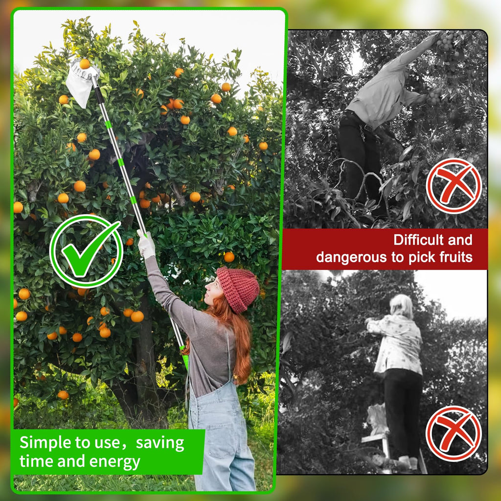 Kkluno 13.1FT Fruit Picker Pole with Basket Telescoping