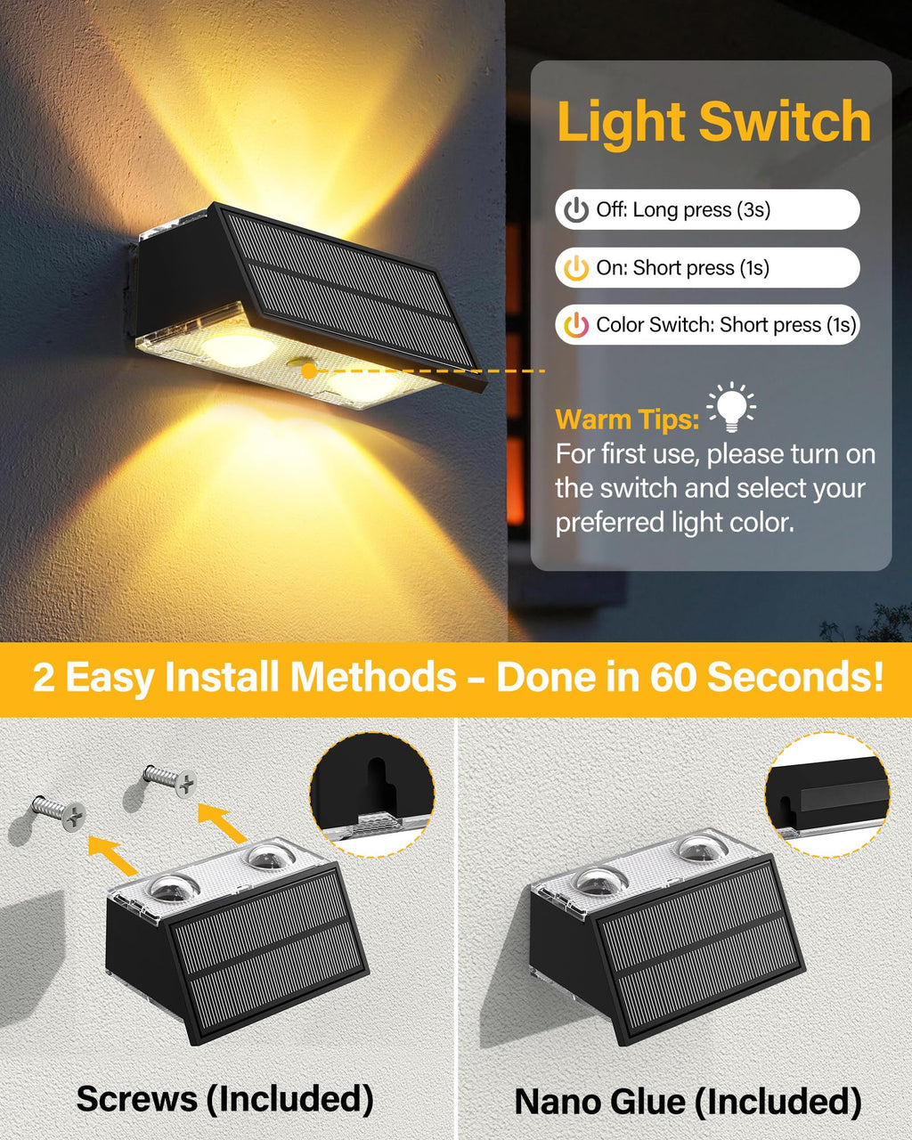 Toeuie Solar Fence Lights Outdoor, 10 Pack Fence Solar Lights Waterproof