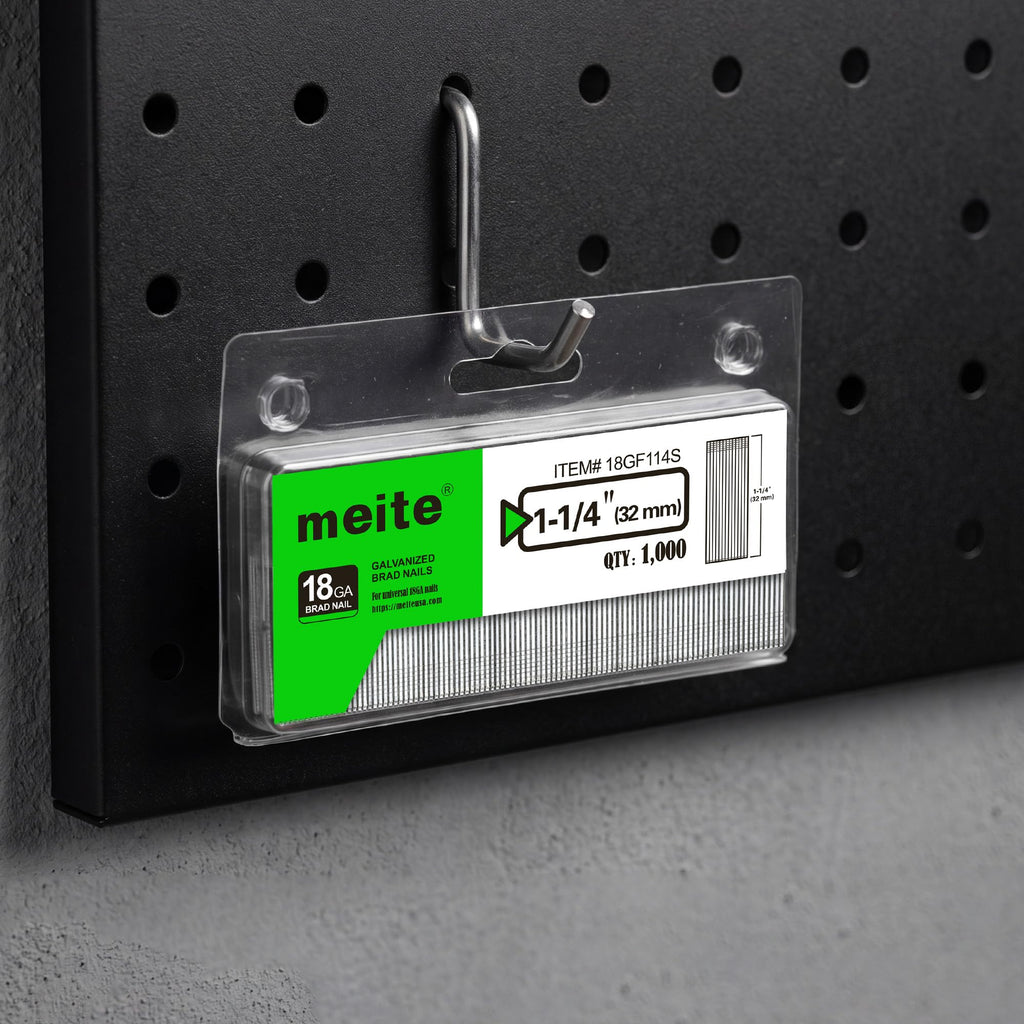 meite 18 Gauge Brad Nails, 1-1/4 Inch 18GA Brad Nails Galvanized Small Finishing Nail Gun Nails for Pneumatic, Electric Brad Nailer Gun (1,000 Counts)