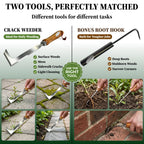 Msstoodun 2 Pack Crack Weeder Tool with Bonus Root Hook, Lightweight Manual Weeding Tool for Sidewalk Cracks, Patio, Driveway & Pavers, Ergonomic Weed Remover for Grass, Moss & Small Weeds