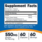 Nutricost Chrysin Supplement (550mg) 60 Capsules - with Passion Flower Extract, Vegan, GMO-Free, Gluten-Free