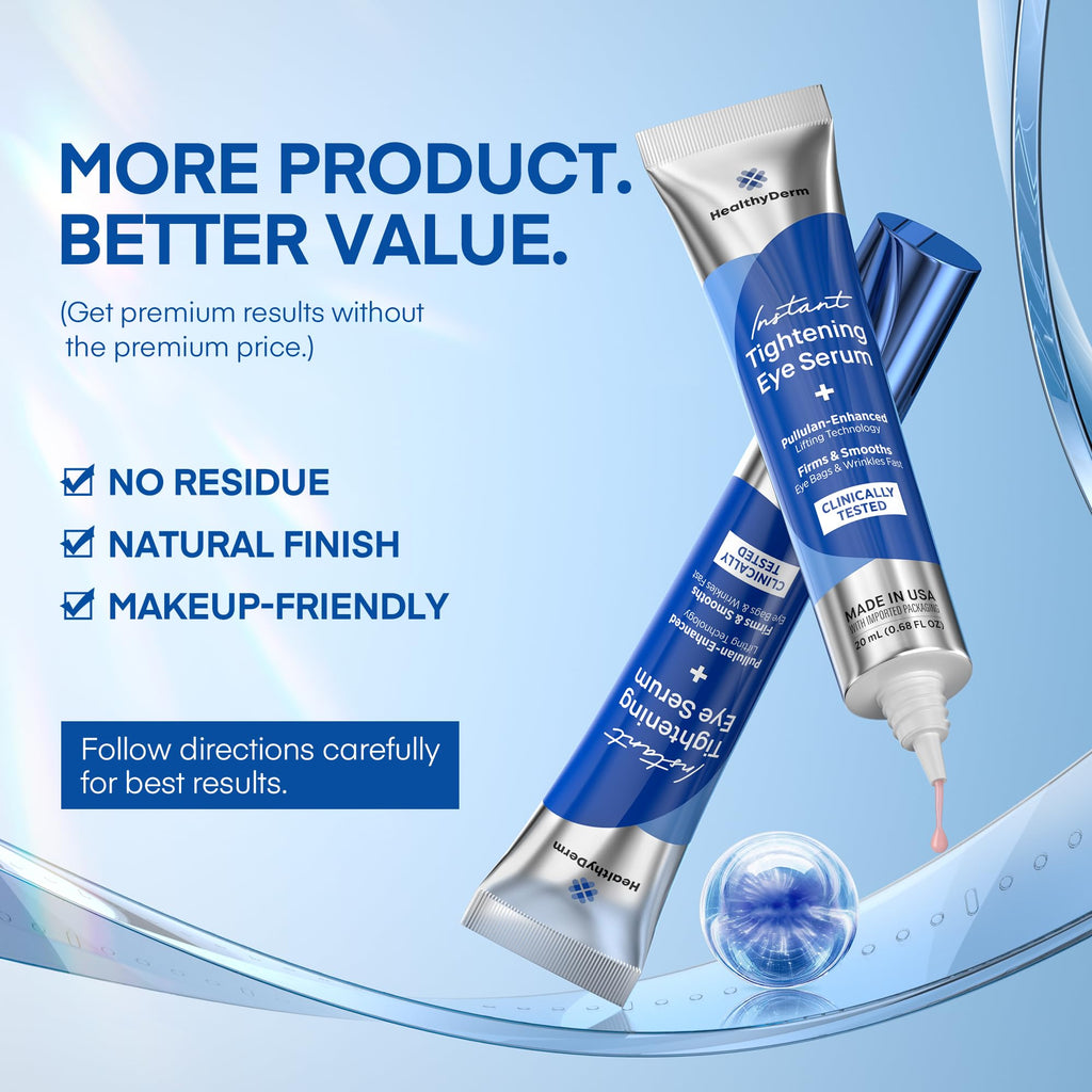 HealthyDerm Instant Under Eye Lift Serum - Reduces Eye Bags, Wrinkles, Puffy Eyes, Dark Circles & Crow’s Feet in Minutes - Advanced Firming Polysaccharide Formula for Mature Skin - 20 mL