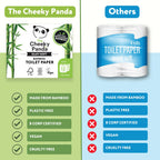 The Cheeky Panda Bamboo Toilet Paper Bulk | 12 Family Sized Rolls with 360 Soft Sheets Each (4320 Sheets) | Super Strong 3 Ply Biodegradable Toilet Paper